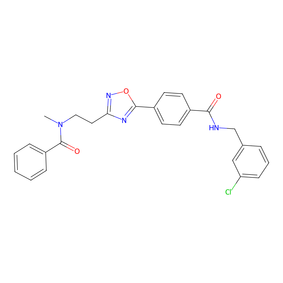 N-[2-[5-[4-[(3-Chlorobenzyl)carbamoyl]phenyl]-1,2,4-oxadiazol-3-yl]ethyl]-N-methylbenzamide molecular structure, CAS 1112017-29-4