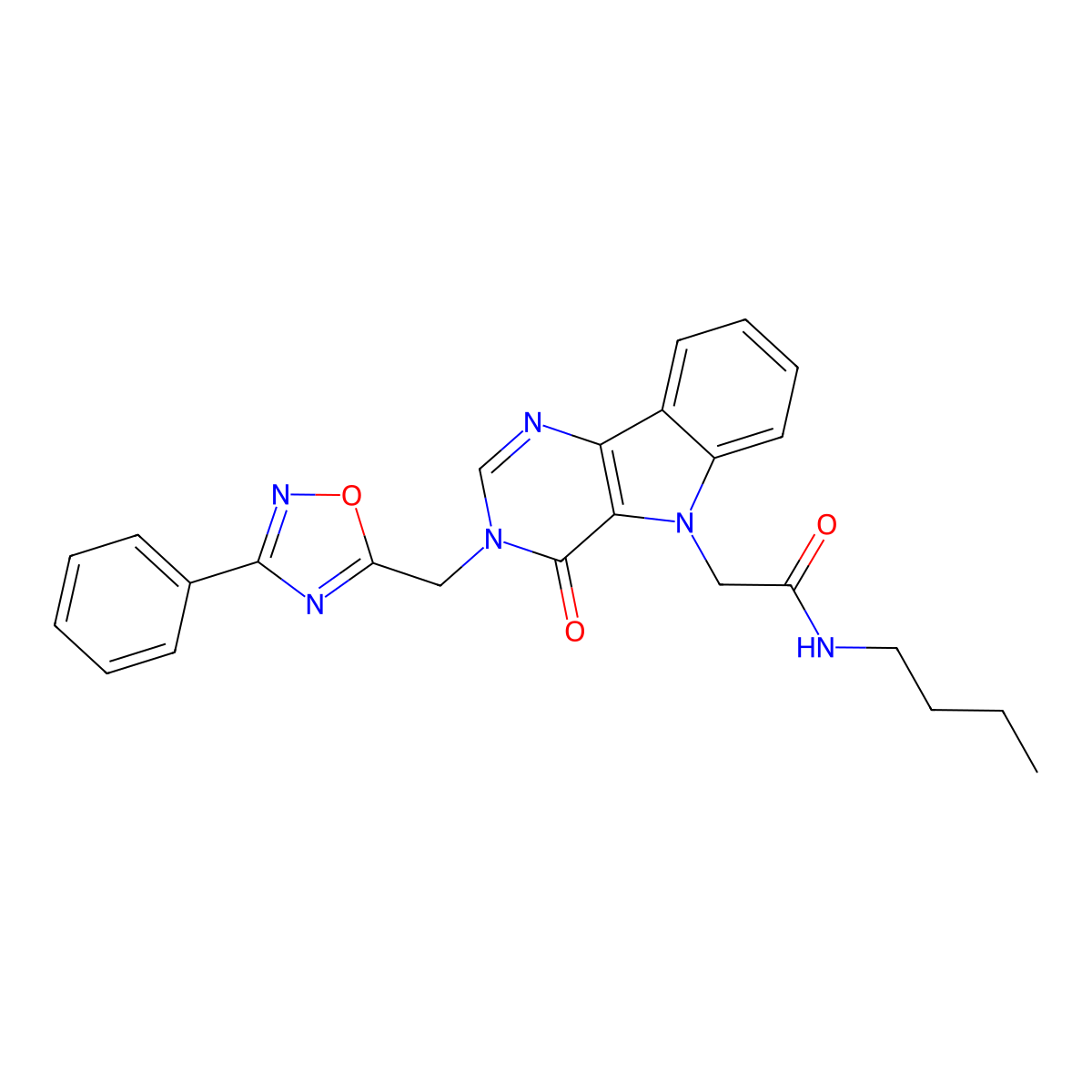 N-butyl-2-{4-oxo-3-[(3-phenyl-1,2,4-oxadiazol-5-yl)methyl]-3H,4H,5H-pyrimido[5,4-b]indol-5-yl}acetamide molecular structure, CAS 1112024-10-8
