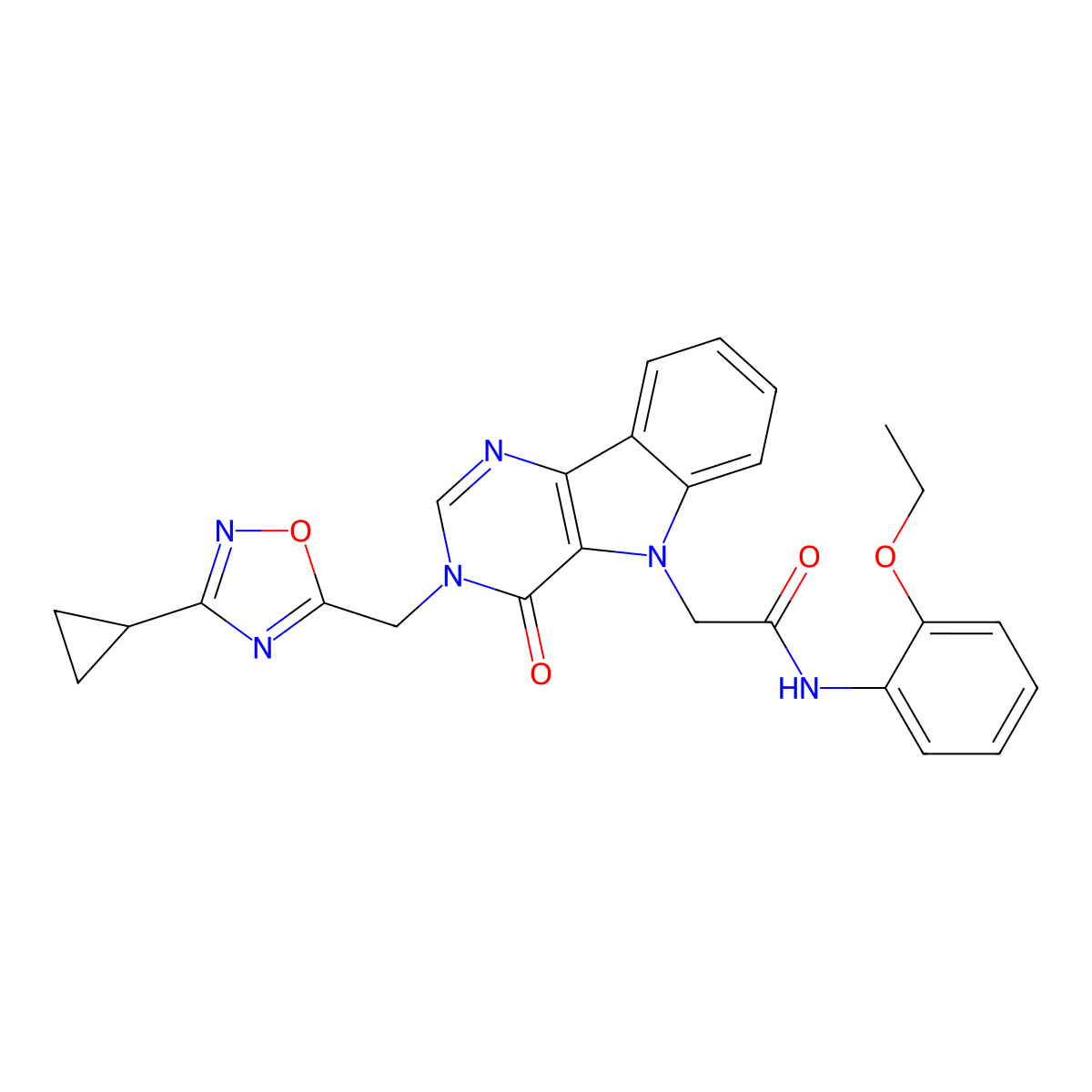 2-{3-[(3-cyclopropyl-1,2,4-oxadiazol-5-yl)methyl]-4-oxo-3H,4H,5H-pyrimido[5,4-b]indol-5-yl}-N-(2-ethoxyphenyl)acetamide molecular structure, CAS 1112024-97-1