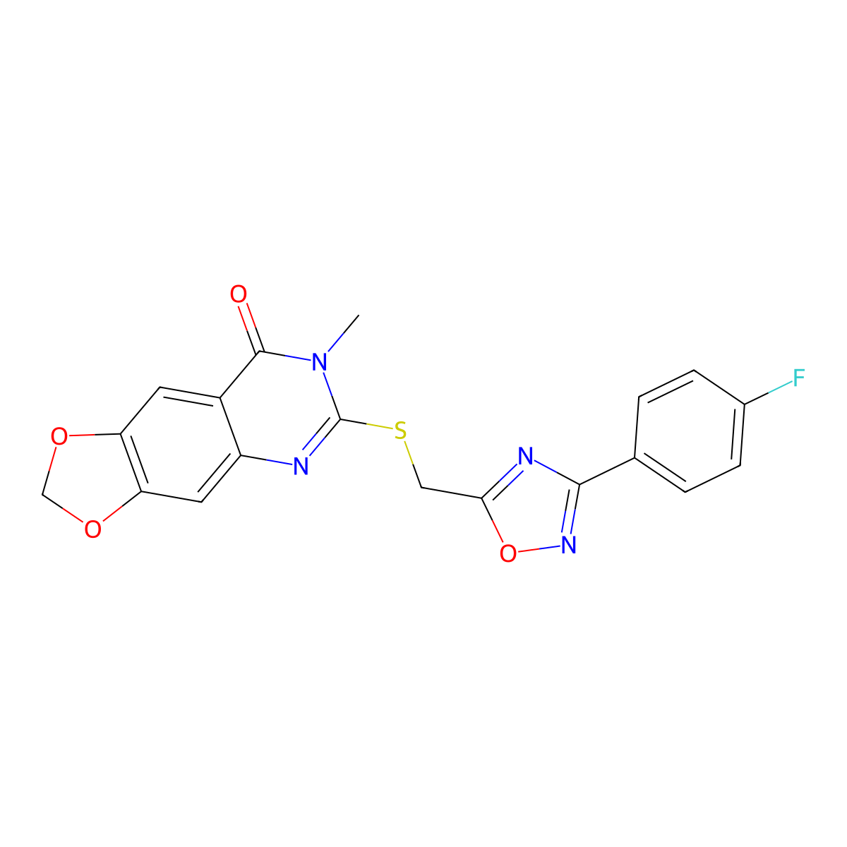 6-(((3-(4-fluorophenyl)-1,2,4-oxadiazol-5-yl)methyl)thio)-7-methyl-[1,3]dioxolo[4,5-g]quinazolin-8(7H)-one molecular structure, CAS 1112026-51-3