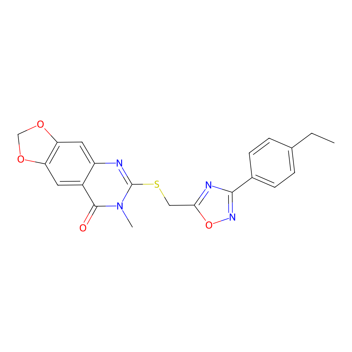 6-({[3-(4-ethylphenyl)-1,2,4-oxadiazol-5-yl]methyl}sulfanyl)-7-methyl-2H,7H,8H-[1,3]dioxolo[4,5-g]quinazolin-8-one molecular structure, CAS 1112026-56-8