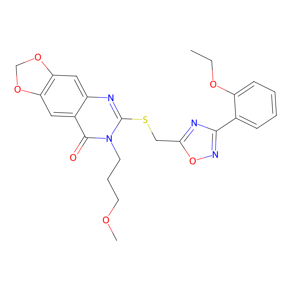 6-({[3-(2-ethoxyphenyl)-1,2,4-oxadiazol-5-yl]methyl}sulfanyl)-7-(3-methoxypropyl)-2H,7H,8H-[1,3]dioxolo[4,5-g]quinazolin-8-one molecular structure, CAS 1112028-27-9