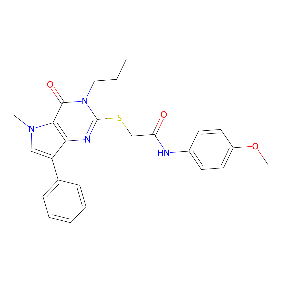 N-(4-methoxyphenyl)-2-({5-methyl-4-oxo-7-phenyl-3-propyl-3H,4H,5H-pyrrolo[3,2-d]pyrimidin-2-yl}sulfanyl)acetamide molecular structure, CAS 1112034-21-5