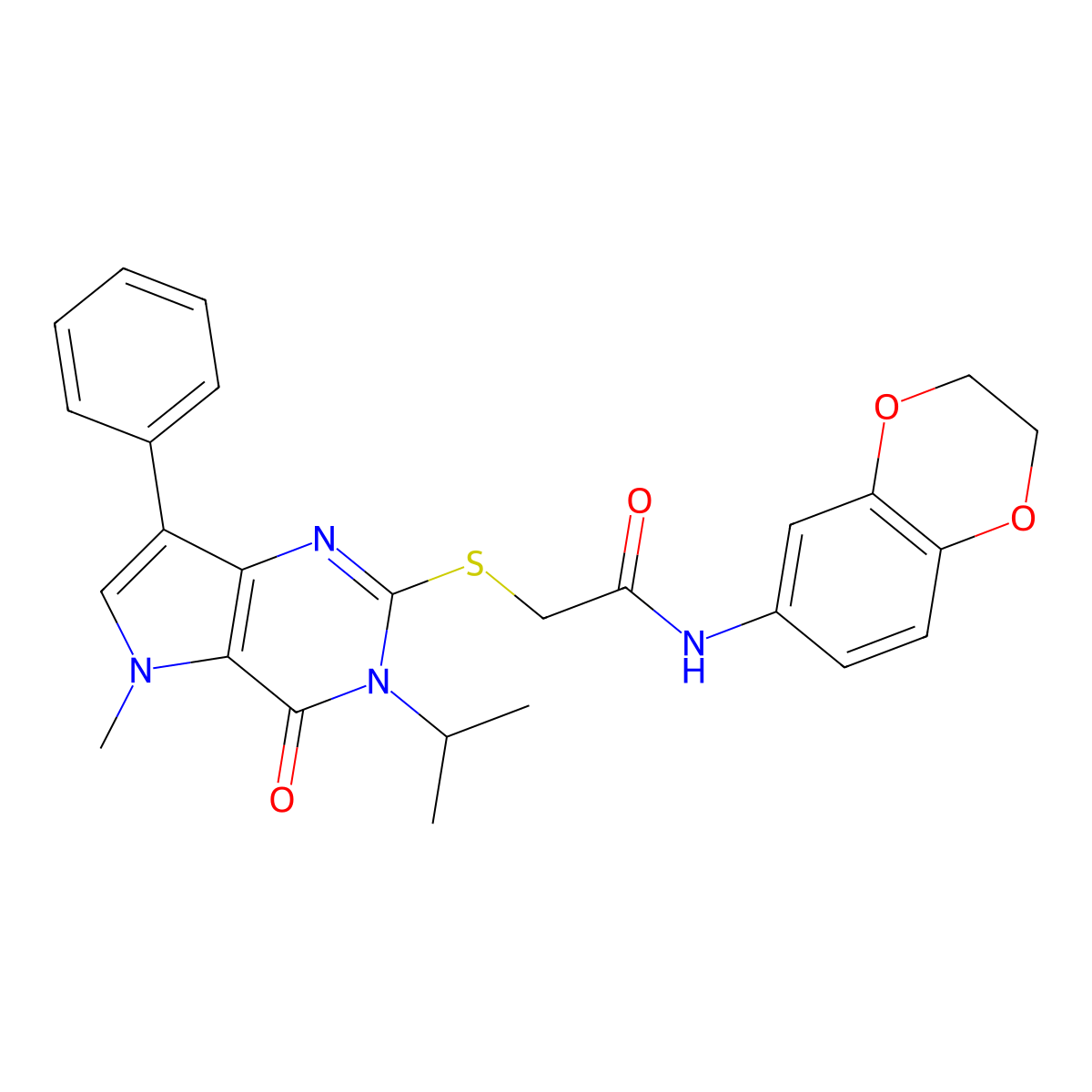 N-(2,3-dihydro-1,4-benzodioxin-6-yl)-2-{[5-methyl-4-oxo-7-phenyl-3-(propan-2-yl)-3H,4H,5H-pyrrolo[3,2-d]pyrimidin-2-yl]sulfanyl}acetamide molecular structure, CAS 1112034-93-1