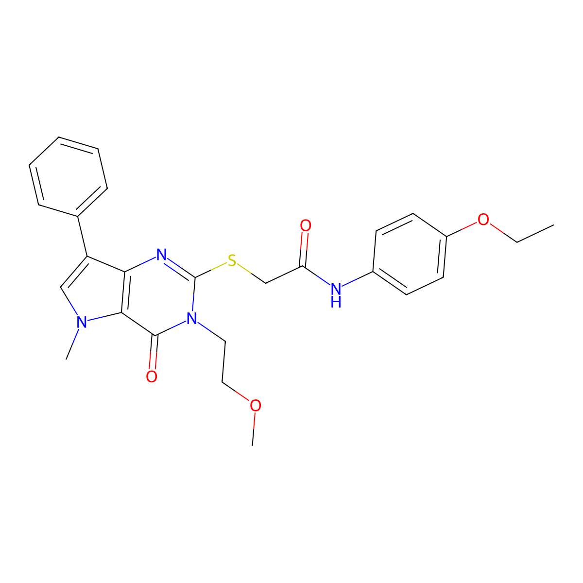 N-(4-ethoxyphenyl)-2-((3-(2-methoxyethyl)-5-methyl-4-oxo-7-phenyl-4,5-dihydro-3H-pyrrolo[3,2-d]pyrimidin-2-yl)thio)acetamide molecular structure, CAS 1112035-41-2
