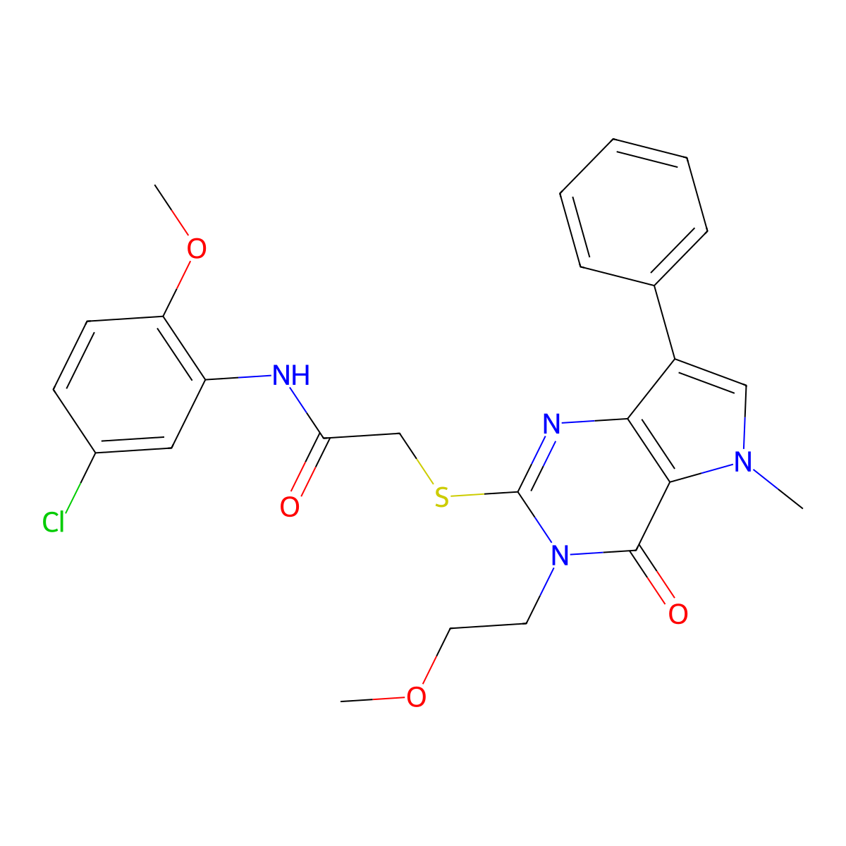 N-(5-chloro-2-methoxyphenyl)-2-{[3-(2-methoxyethyl)-5-methyl-4-oxo-7-phenyl-3H,4H,5H-pyrrolo[3,2-d]pyrimidin-2-yl]sulfanyl}acetamide molecular structure, CAS 1112035-57-0