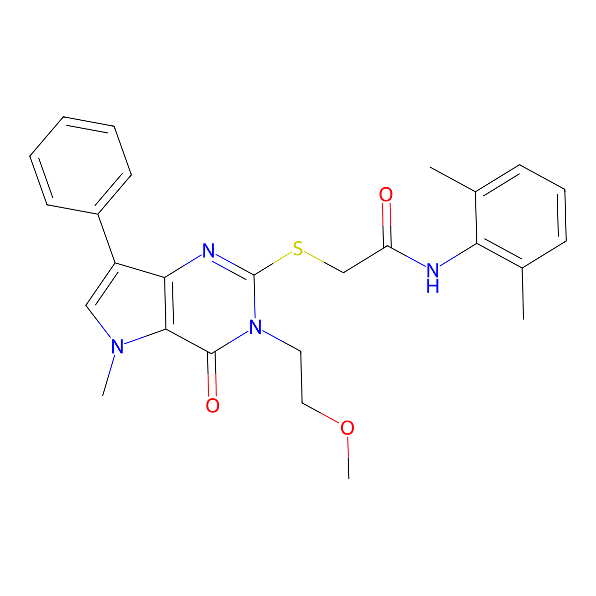 N-(2,6-dimethylphenyl)-2-((3-(2-methoxyethyl)-5-methyl-4-oxo-7-phenyl-4,5-dihydro-3H-pyrrolo[3,2-d]pyrimidin-2-yl)thio)acetamide molecular structure, CAS 1112035-65-0