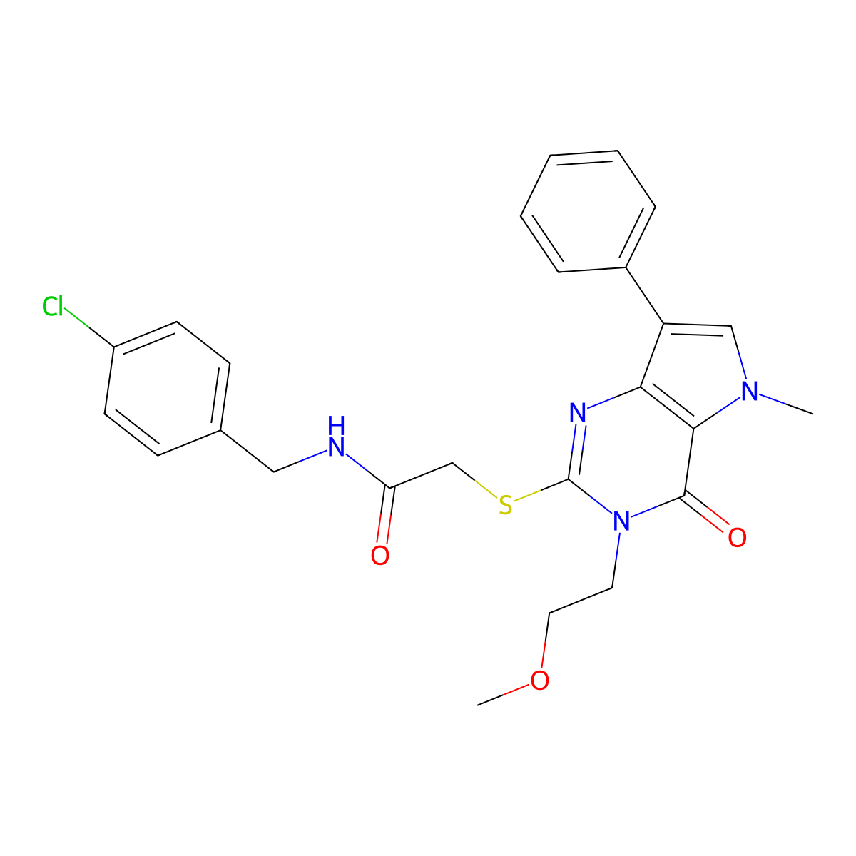 N-[(4-chlorophenyl)methyl]-2-{[3-(2-methoxyethyl)-5-methyl-4-oxo-7-phenyl-3H,4H,5H-pyrrolo[3,2-d]pyrimidin-2-yl]sulfanyl}acetamide molecular structure, CAS 1112035-96-7