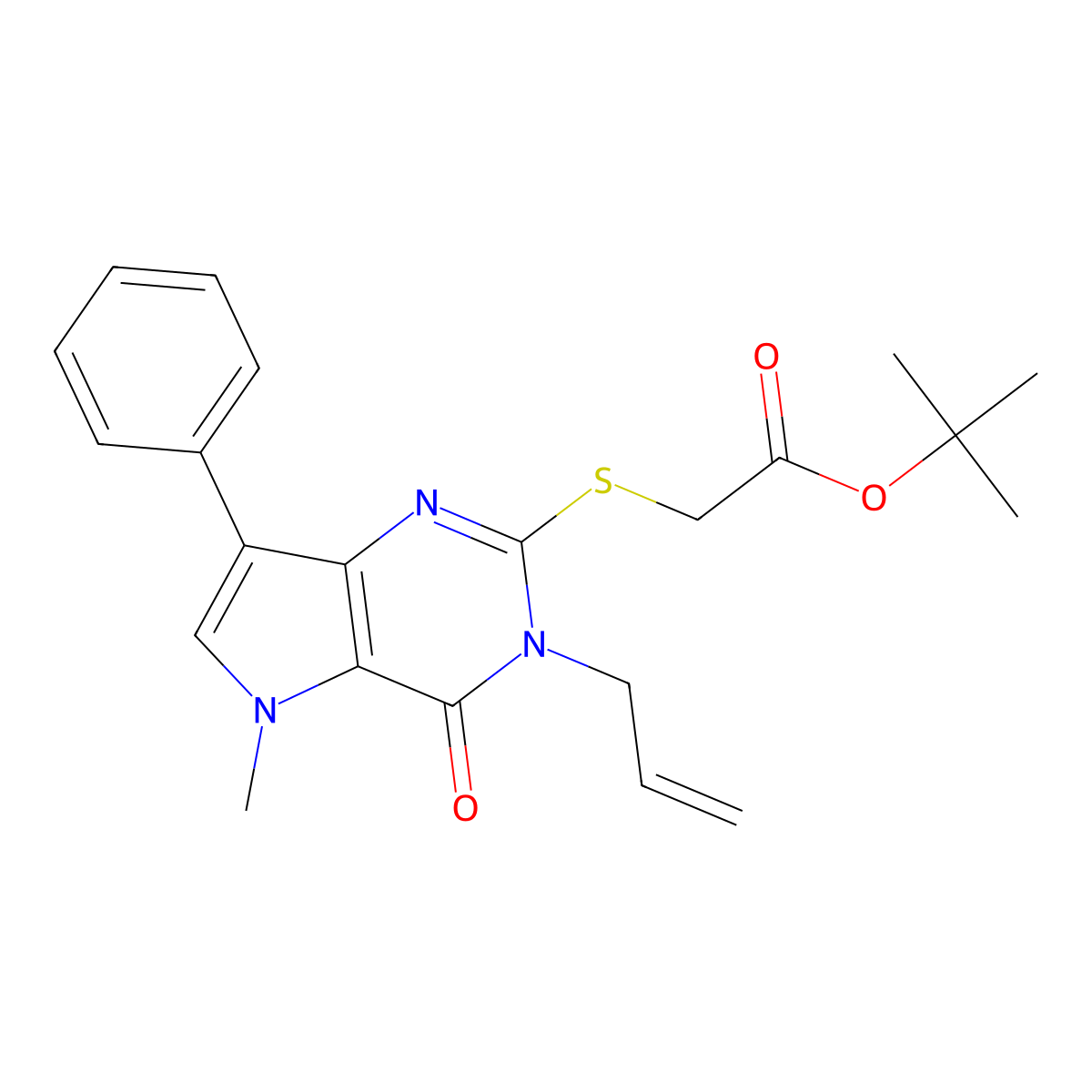 tert-butyl [(3-allyl-5-methyl-4-oxo-7-phenyl-4,5-dihydro-3H-pyrrolo[3,2-d]pyrimidin-2-yl)thio]acetate molecular structure, CAS 1112036-92-6