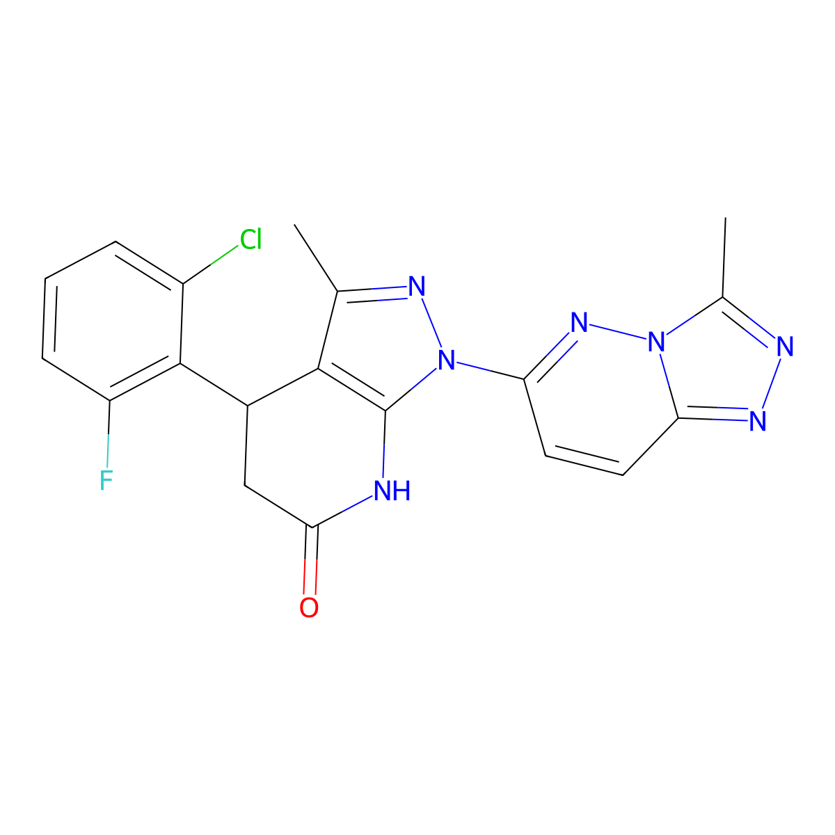 4-(2-chloro-6-fluorophenyl)-3-methyl-1-(3-methyl-[1,2,4]triazolo[4,3-b]pyridazin-6-yl)-4,5-dihydro-1H-pyrazolo[3,4-b]pyridin-6(7H)-one molecular structure, CAS 1112038-53-5