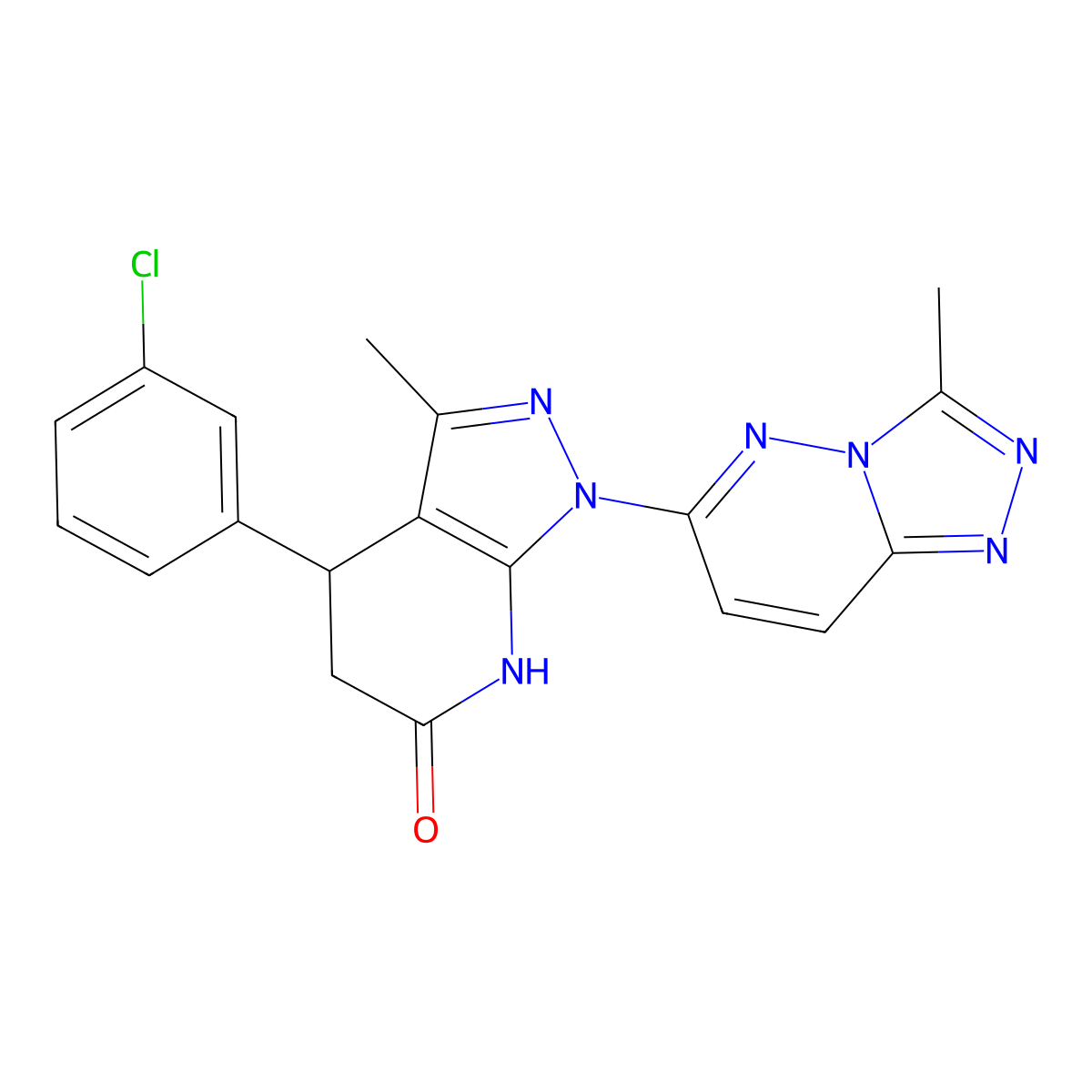 4-(3-chlorophenyl)-3-methyl-1-(3-methyl-[1,2,4]triazolo[4,3-b]pyridazin-6-yl)-4,5-dihydro-1H-pyrazolo[3,4-b]pyridin-6(7H)-one molecular structure, CAS 1112038-61-5