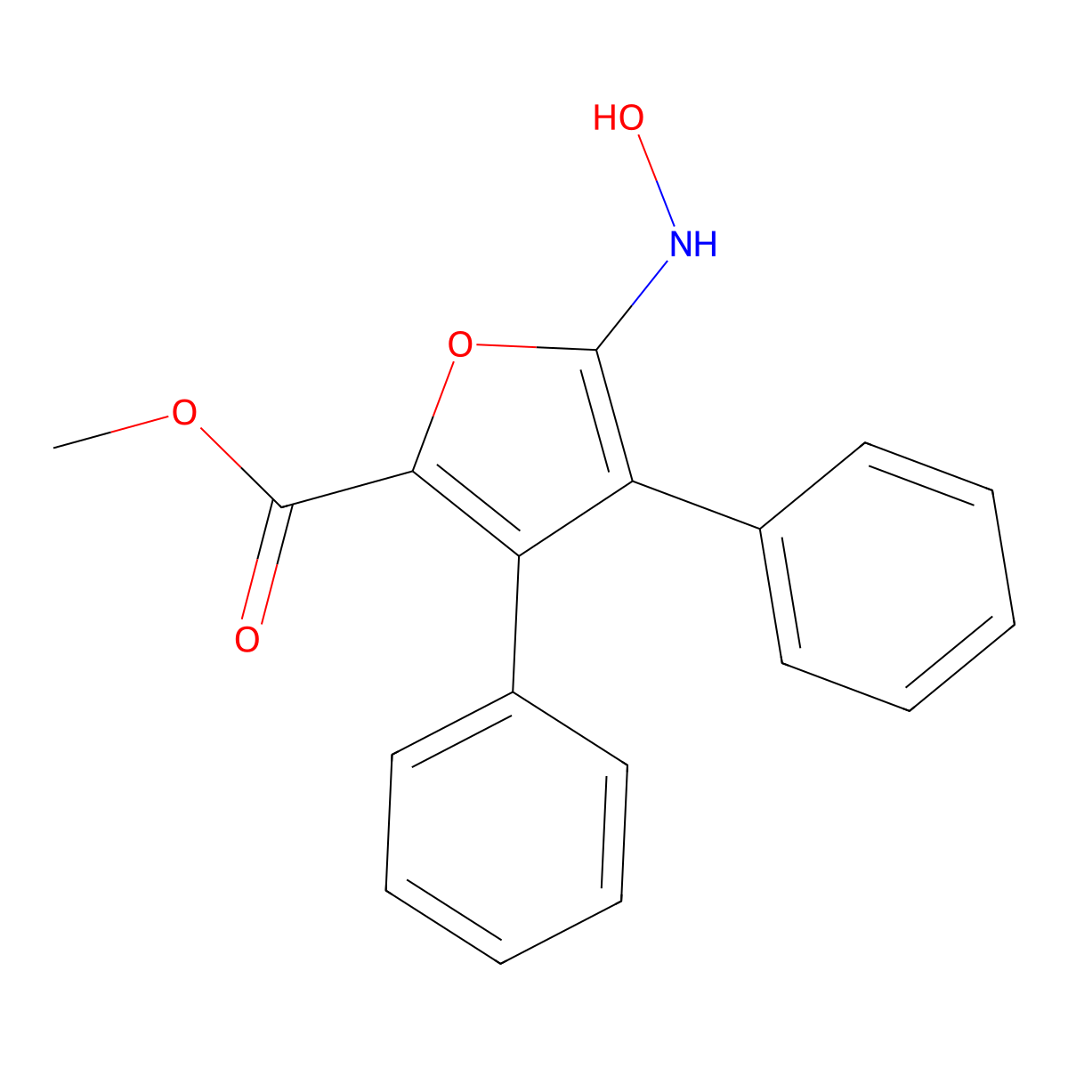 Methyl 5-(hydroxyamino)-3,4-diphenyl-2-furancarboxylate molecular structure, CAS 111205-70-0