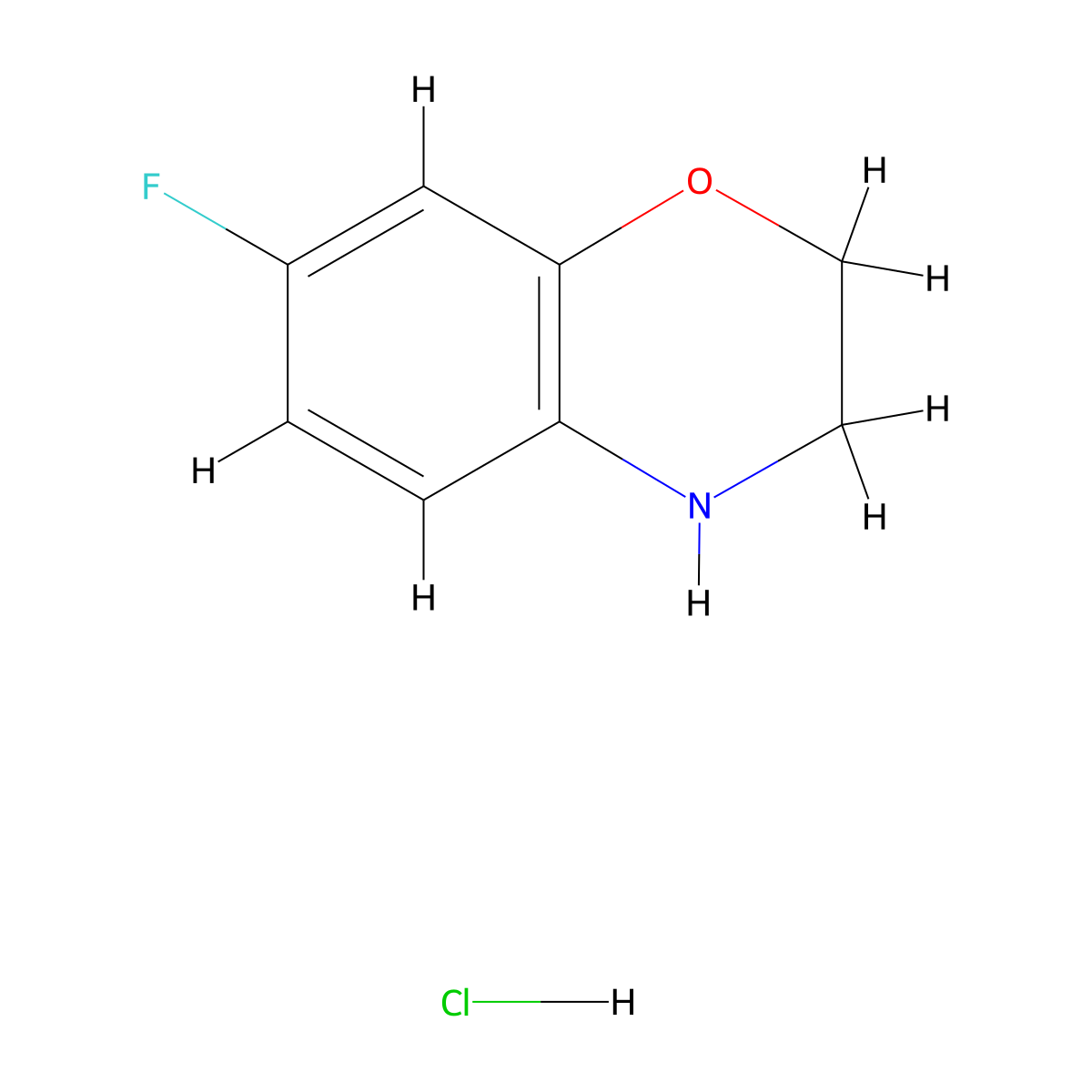 7-Fluoro-3,4-dihydro-2H-benzo[b][1,4]oxazine hydrochloride molecular structure, CAS 1112052-84-2
