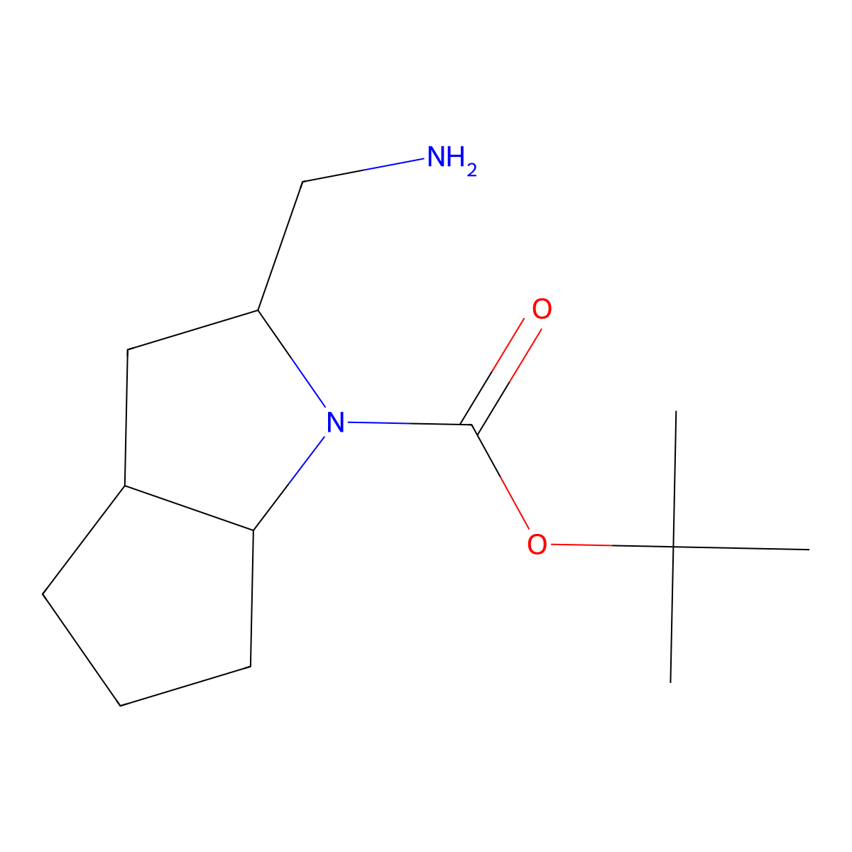 tert-butyl (2S,3aS,6aS)-2-(aminomethyl)-octahydrocyclopenta[b]pyrrole-1-carboxylate molecular structure, CAS 1112139-21-5