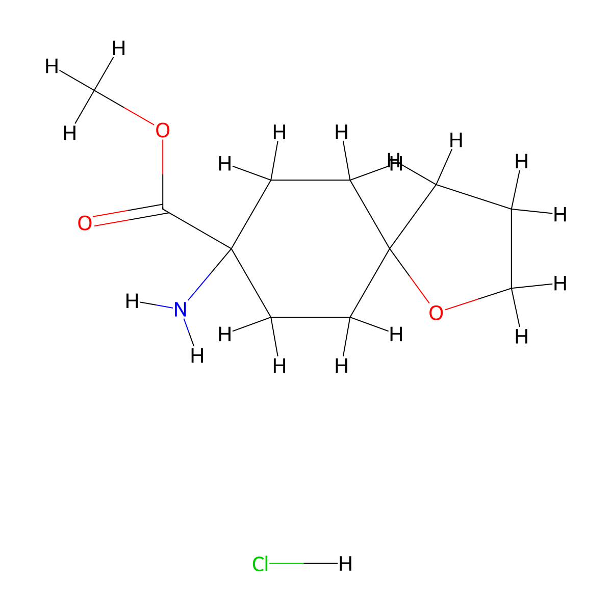 Methyl 8-amino-1-oxaspiro[4.5]decane-8-carboxylate;hydrochloride molecular structure, CAS 1112159-84-8