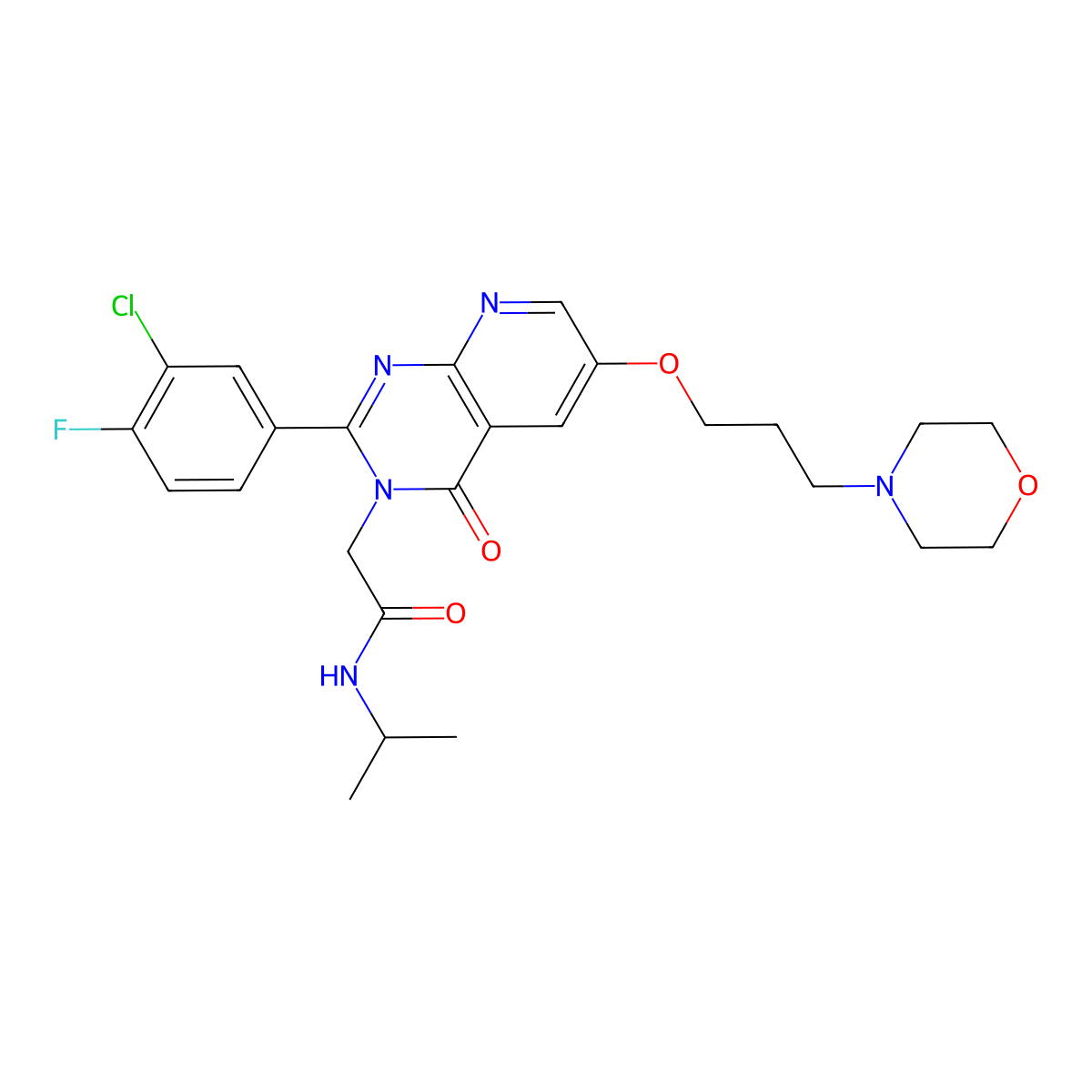 2-(2-(3-Chloro-4-fluorophenyl)-6-(3-morpholinopropoxy)-4-oxopyrido[2,3-d]pyrimidin-3(4H)-yl)-N-isopropylacetamide molecular structure, CAS 1112217-82-9