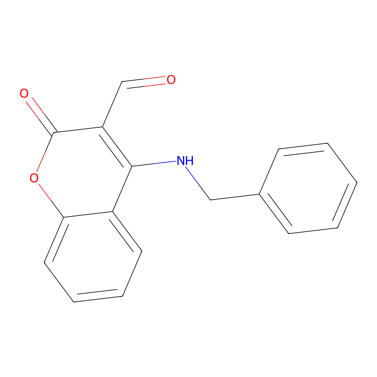 4-(benzylamino)-2-oxo-2H-chromene-3-carbaldehyde molecular structure, CAS 111222-25-4