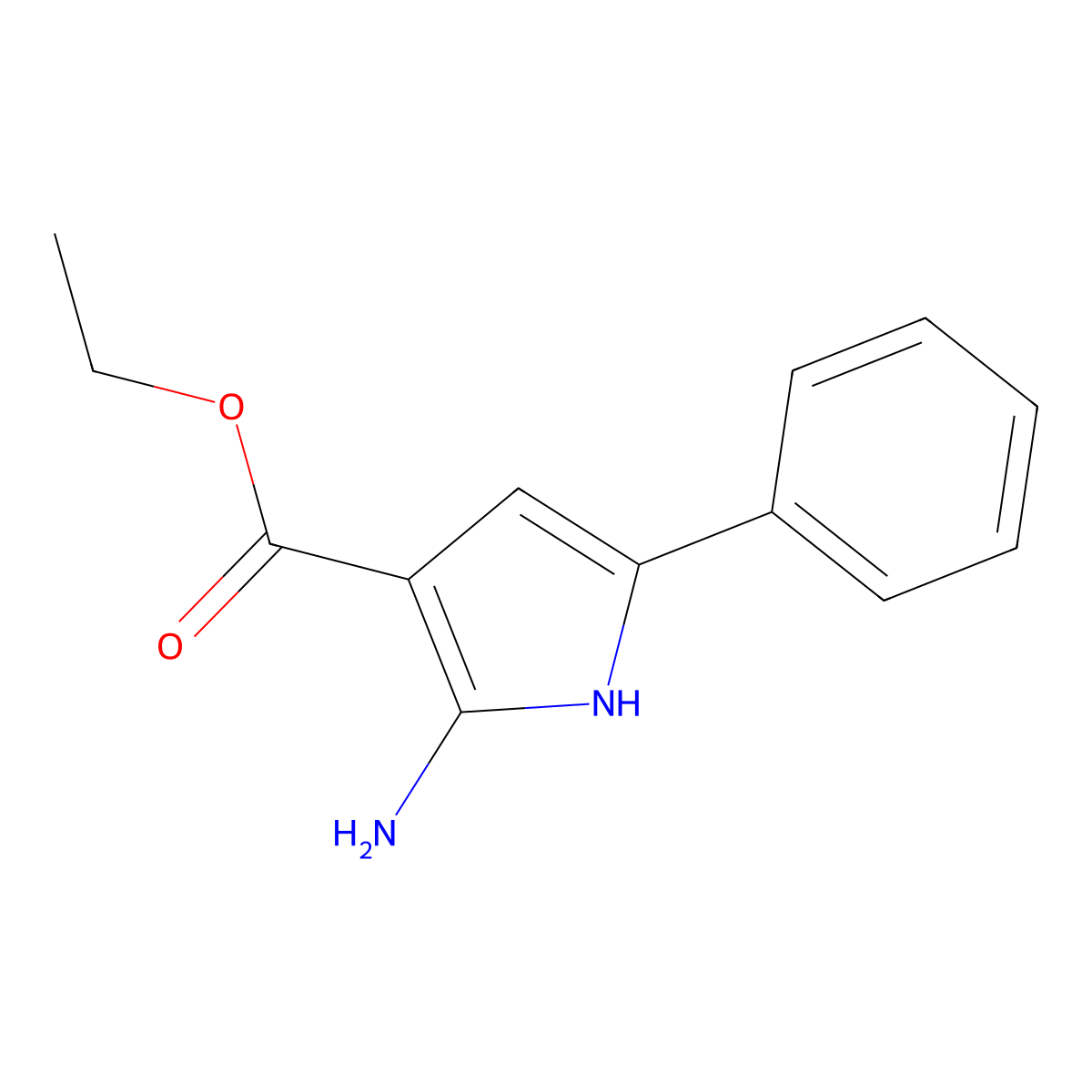 Ethyl 2-amino-5-phenyl-1H-pyrrole-3-carboxylate molecular structure, CAS 111222-40-3