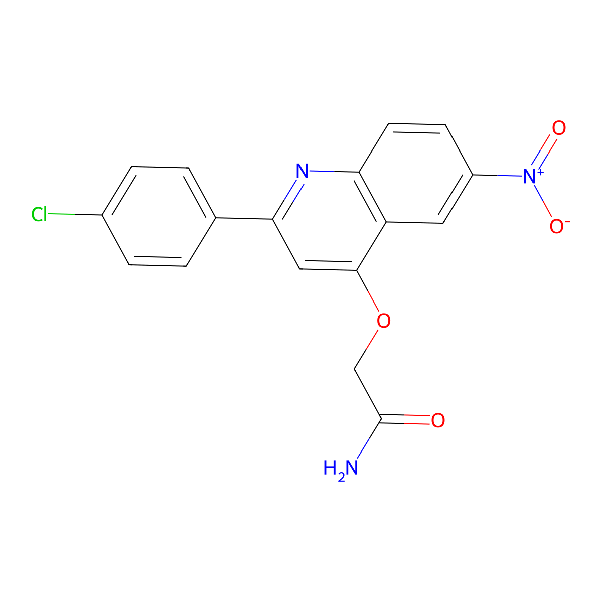 2-{[2-(4-Chlorophenyl)-6-nitroquinolin-4-yl]oxy}acetamide molecular structure, CAS 1112278-07-5