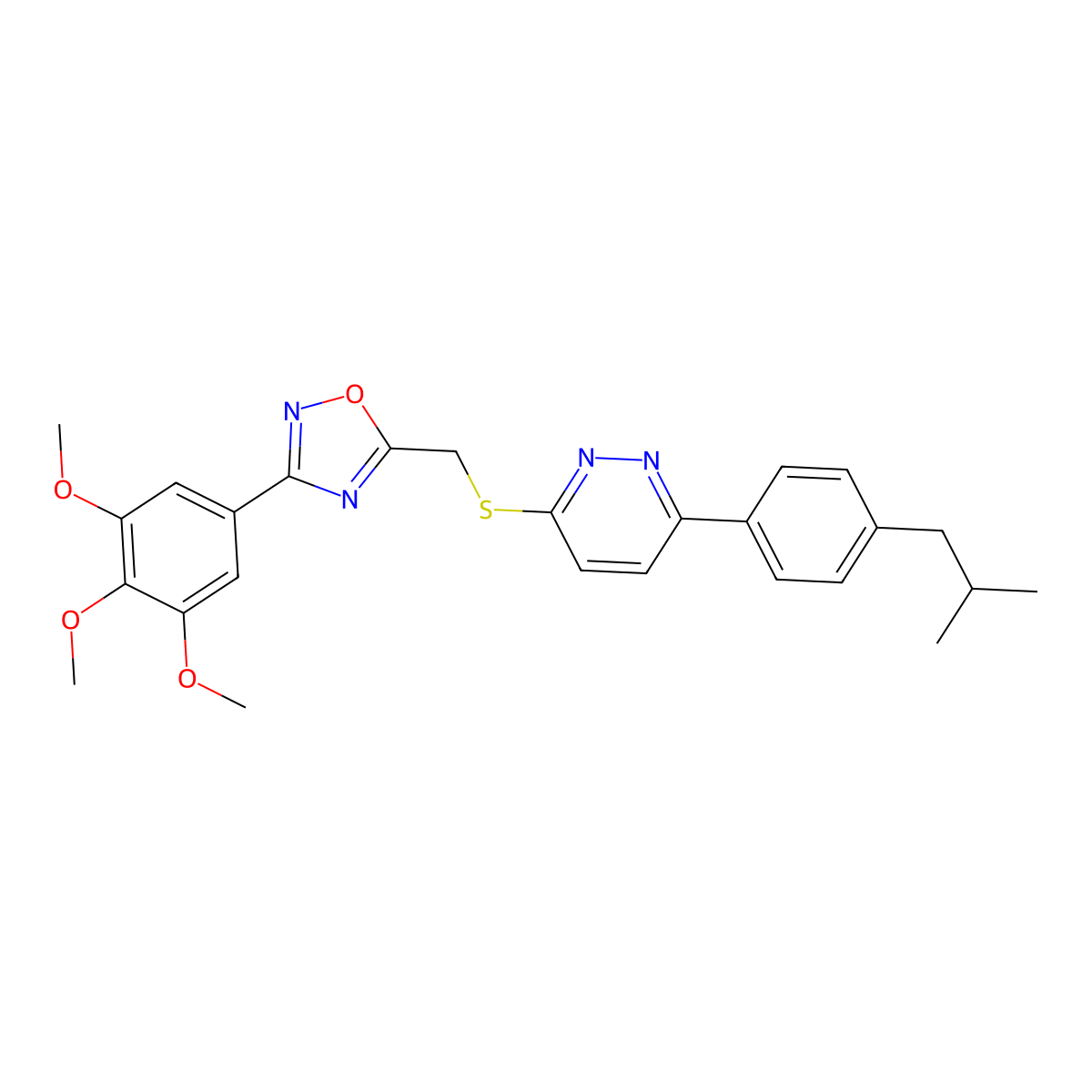 3-[4-(2-Methylpropyl)phenyl]-6-({[3-(3,4,5-trimethoxyphenyl)-1,2,4-oxadiazol-5-YL]methyl}sulfanyl)pyridazine molecular structure, CAS 1112278-11-1