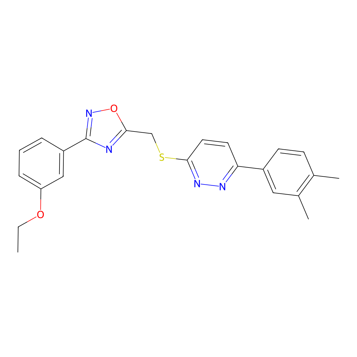 3-(3,4-Dimethylphenyl)-6-({[3-(3-ethoxyphenyl)-1,2,4-oxadiazol-5-YL]methyl}sulfanyl)pyridazine molecular structure, CAS 1112278-13-3