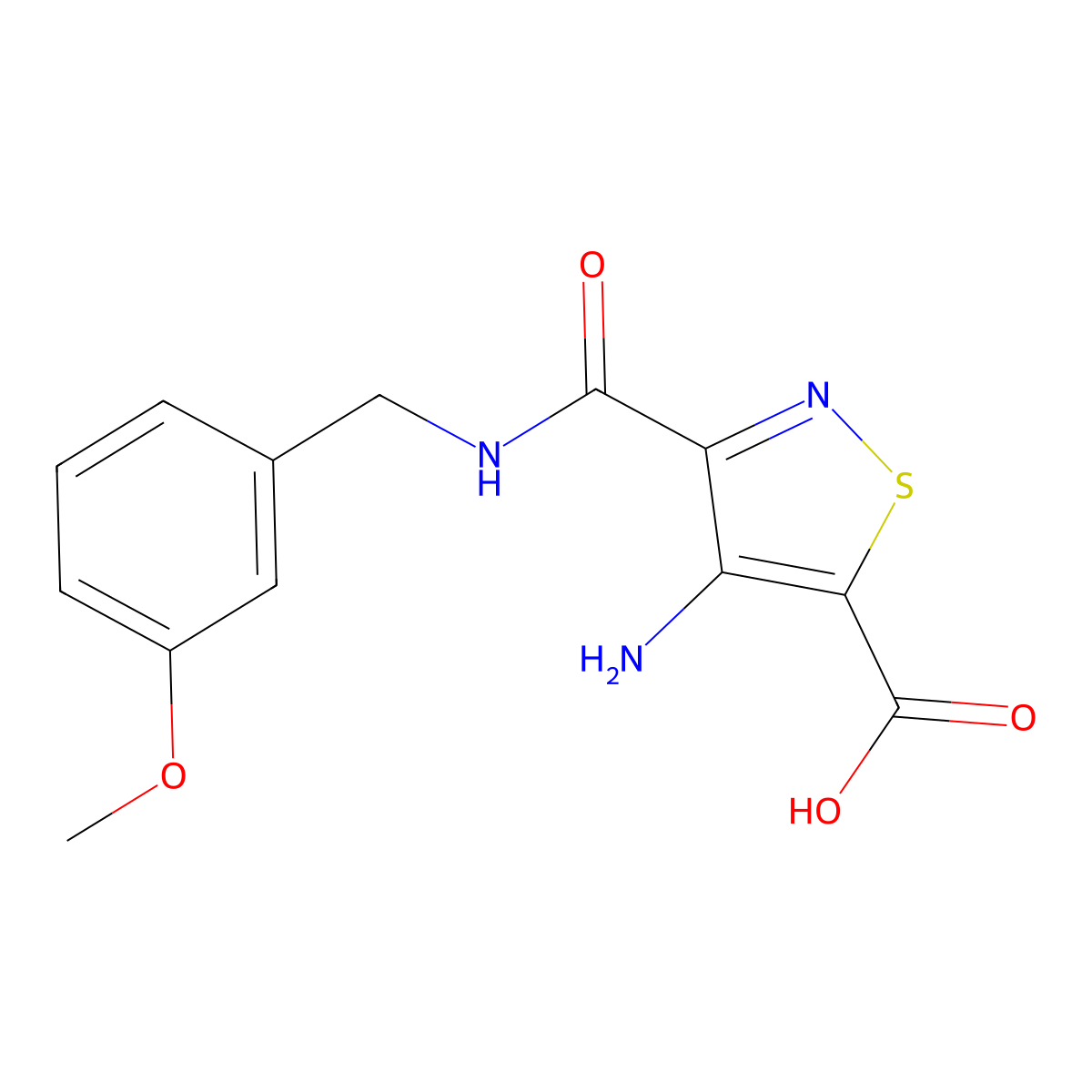 4-Amino-3-{[(3-methoxyphenyl)methyl]carbamoyl}-1,2-thiazole-5-carboxylic acid molecular structure, CAS 1112278-29-1