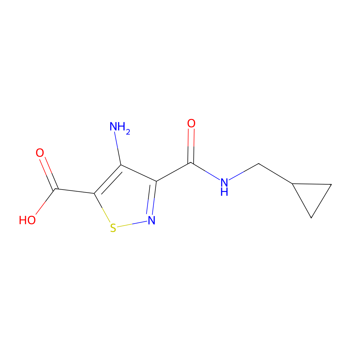 4-Amino-3-[(cyclopropylmethyl)carbamoyl]-1,2-thiazole-5-carboxylic acid molecular structure, CAS 1112278-46-2