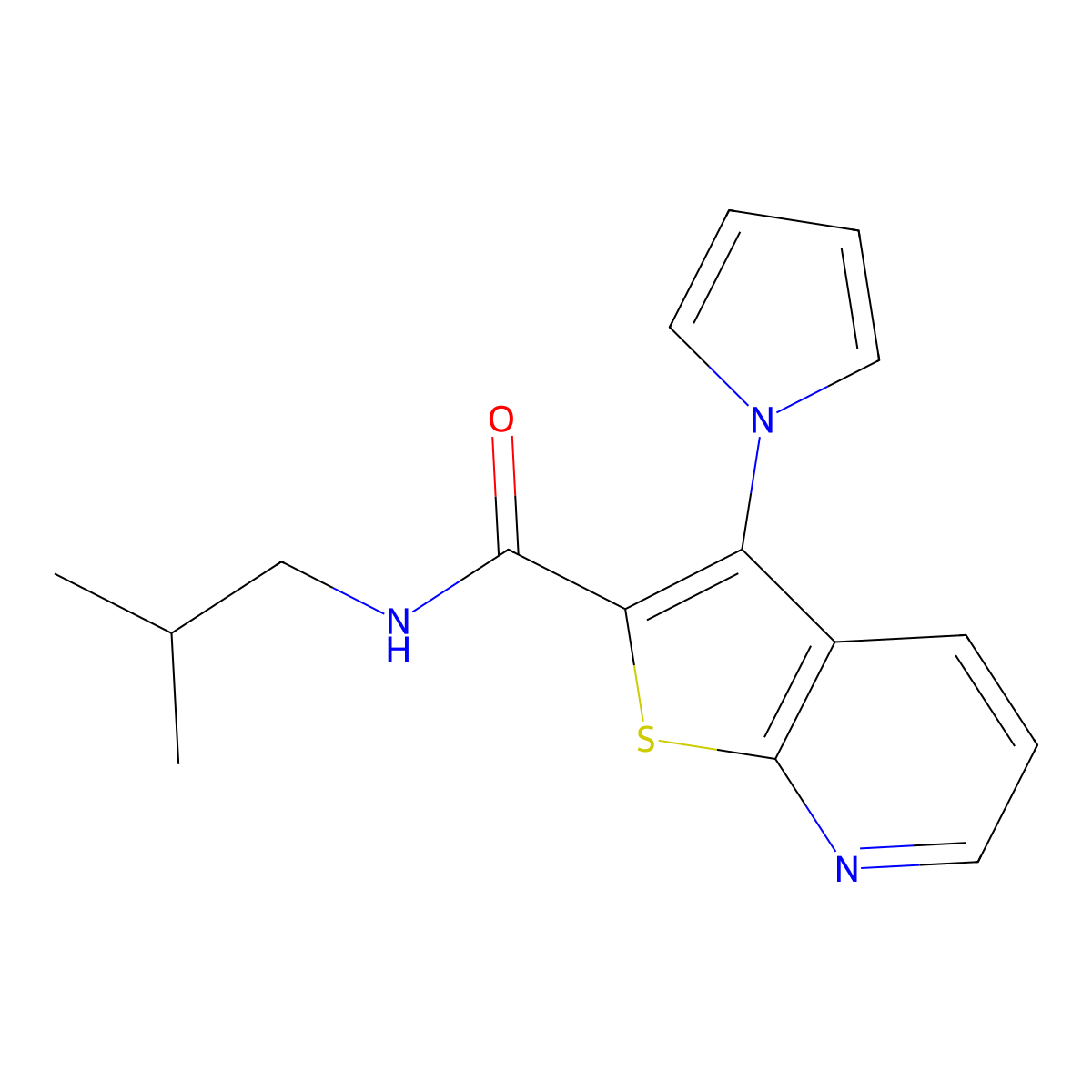 N-(2-methylpropyl)-3-(1H-pyrrol-1-yl)thieno[2,3-b]pyridine-2-carboxamide molecular structure, CAS 1112279-65-8
