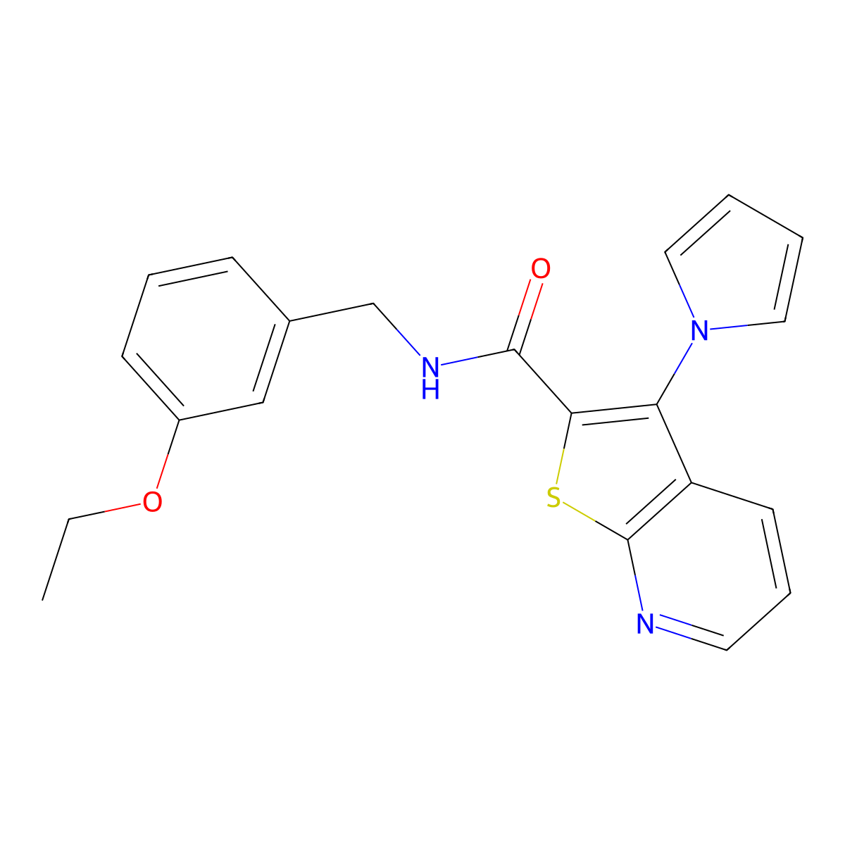 N-(3-ethoxybenzyl)-3-(1H-pyrrol-1-yl)thieno[2,3-b]pyridine-2-carboxamide molecular structure, CAS 1112279-66-9