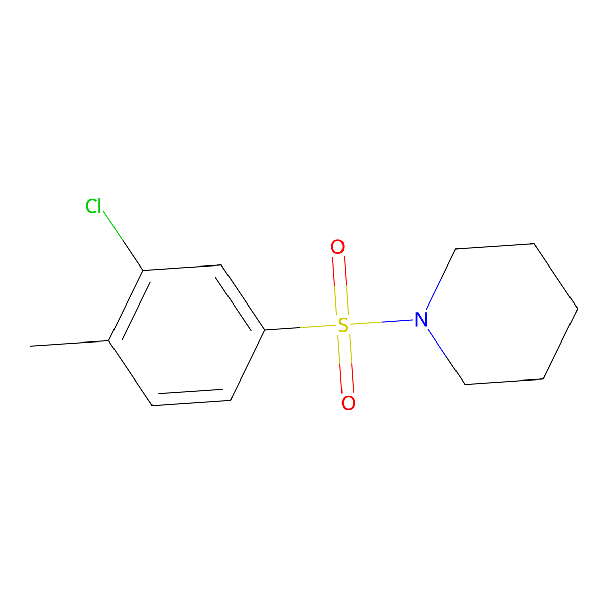 1-((3-Chloro-4-methylphenyl)sulfonyl)piperidine molecular structure, CAS 111228-41-2