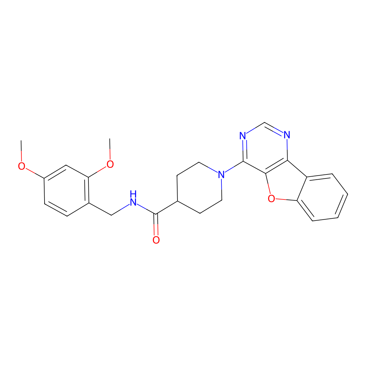 1-(benzofuro[3,2-d]pyrimidin-4-yl)-N-(2,4-dimethoxybenzyl)piperidine-4-carboxamide molecular structure, CAS 1112292-66-6