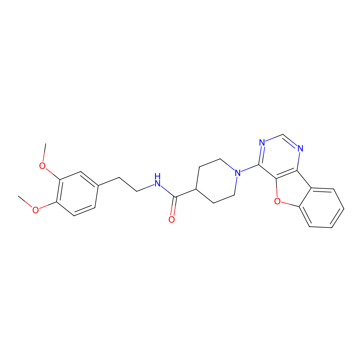 1-(benzofuro[3,2-d]pyrimidin-4-yl)-N-(3,4-dimethoxyphenethyl)piperidine-4-carboxamide molecular structure, CAS 1112292-68-8