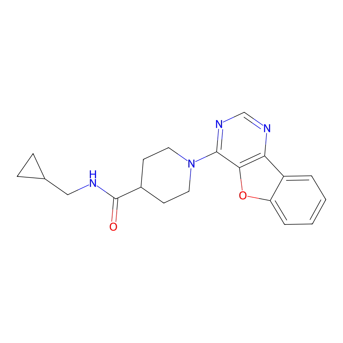 1-([1]benzofuro[3,2-d]pyrimidin-4-yl)-N-(cyclopropylmethyl)piperidine-4-carboxamide molecular structure, CAS 1112292-71-3