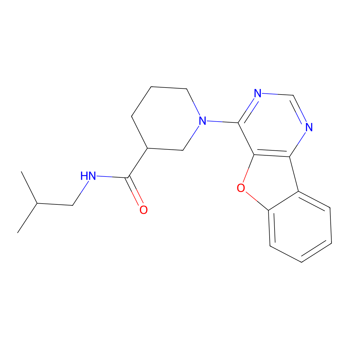 1-([1]benzofuro[3,2-d]pyrimidin-4-yl)-N-(2-methylpropyl)piperidine-3-carboxamide molecular structure, CAS 1112292-92-8