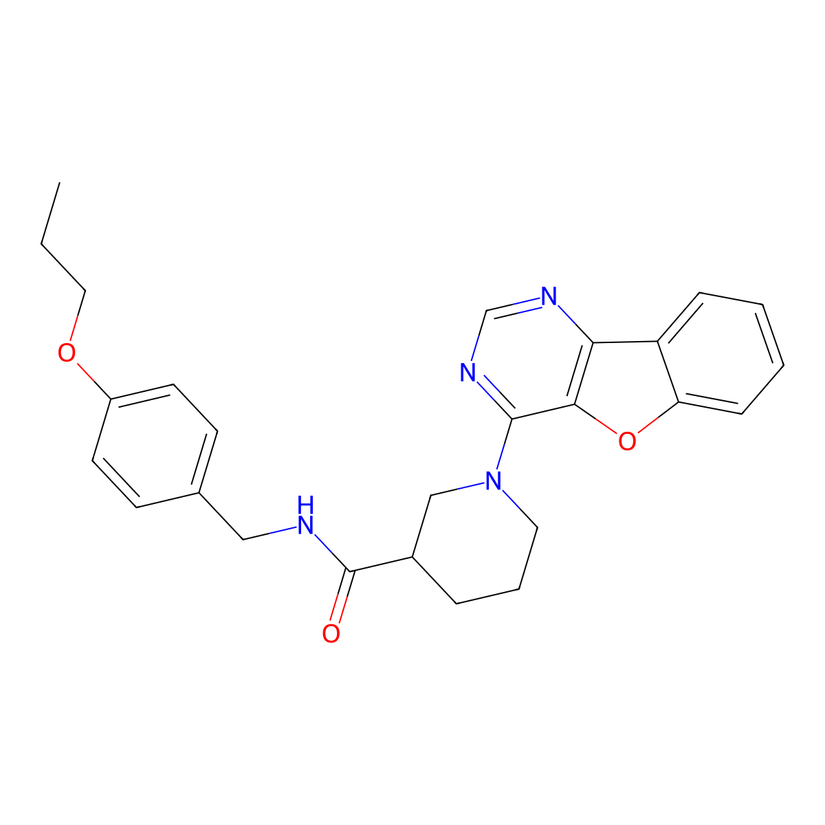 1-[1]benzofuro[3,2-d]pyrimidin-4-yl-N-(4-propoxybenzyl)piperidine-3-carboxamide molecular structure, CAS 1112293-00-1