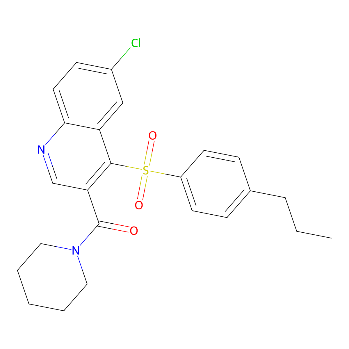 6-Chloro-3-(piperidine-1-carbonyl)-4-(4-propylbenzenesulfonyl)quinoline molecular structure, CAS 1112296-18-0