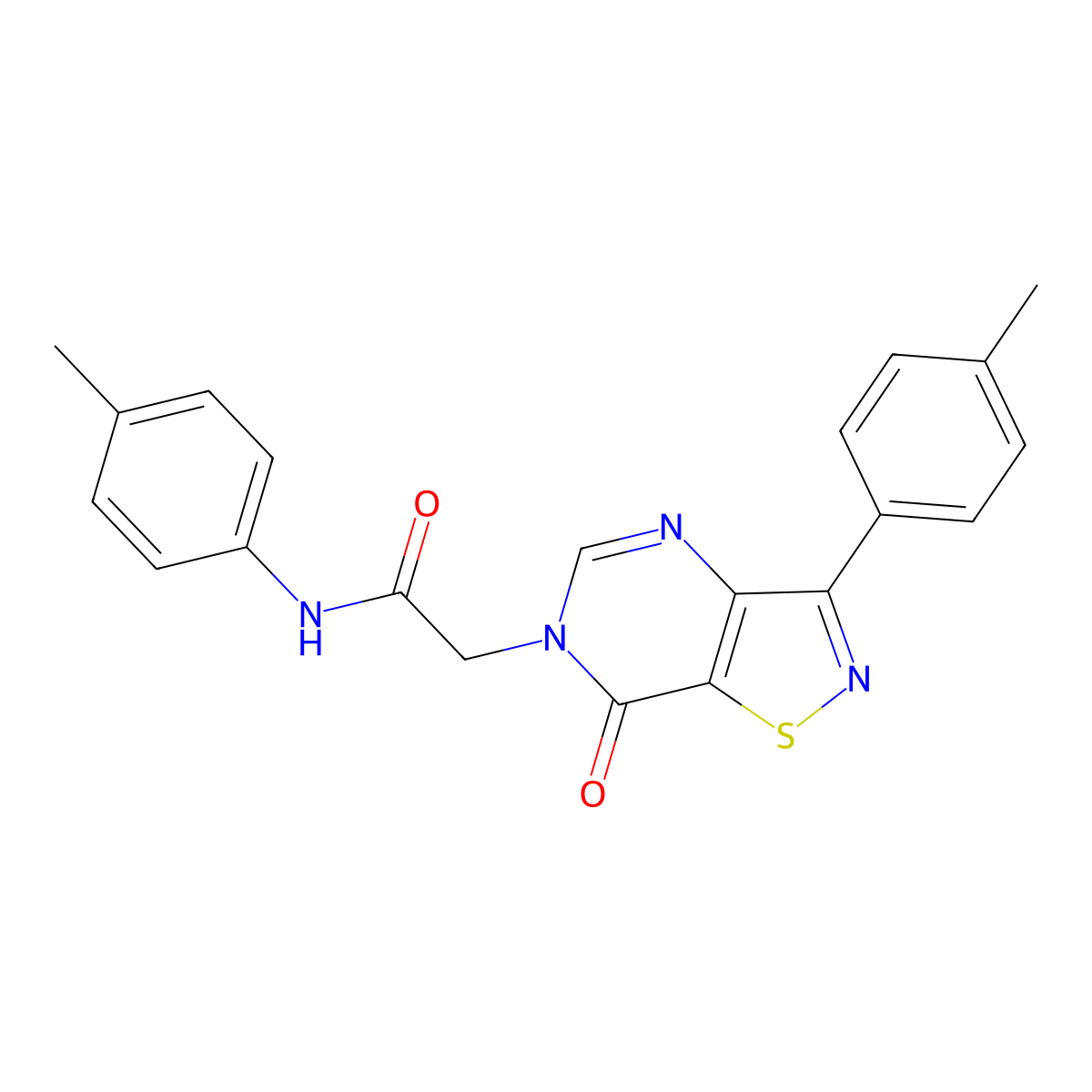N-(4-methylphenyl)-2-[3-(4-methylphenyl)-7-oxo-6H,7H-[1,2]thiazolo[4,5-d]pyrimidin-6-yl]acetamide molecular structure, CAS 1112297-96-7