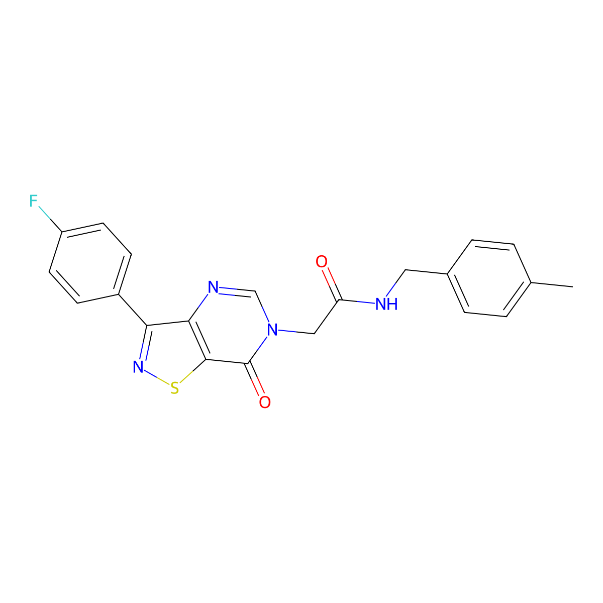2-[3-(4-fluorophenyl)-7-oxo-6H,7H-[1,2]thiazolo[4,5-d]pyrimidin-6-yl]-N-[(4-methylphenyl)methyl]acetamide molecular structure, CAS 1112298-26-6