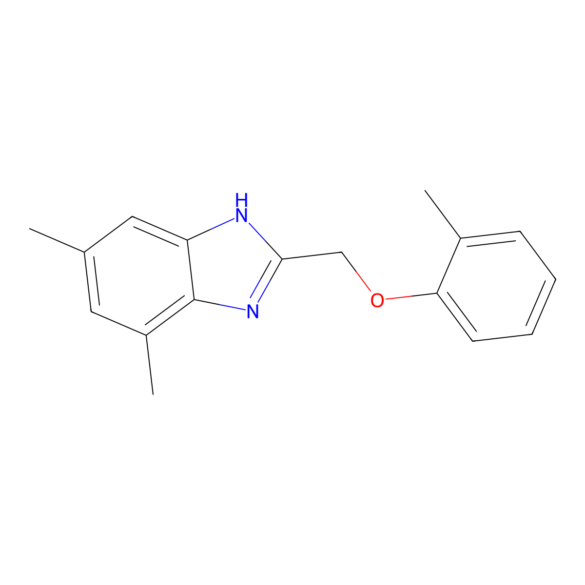 4,6-dimethyl-2-[(2-methylphenoxy)methyl]-1H-benzimidazole molecular structure, CAS 1112298-53-9