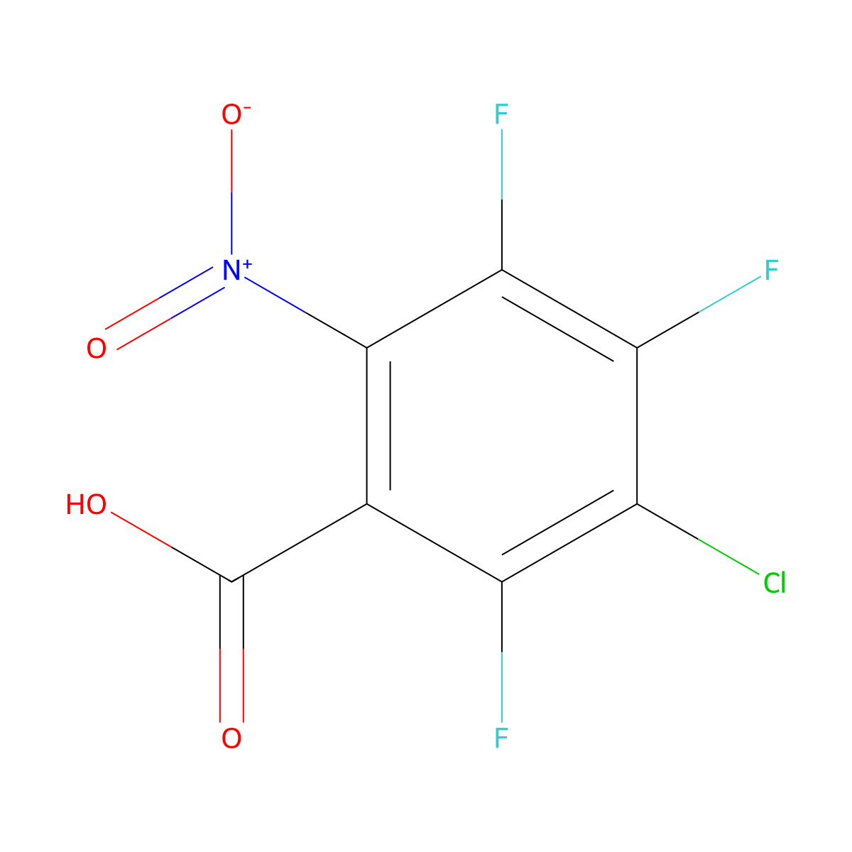 3-Chloro-2,4,5-trifluoro-6-nitrobenzoic acid molecular structure, CAS 111230-48-9