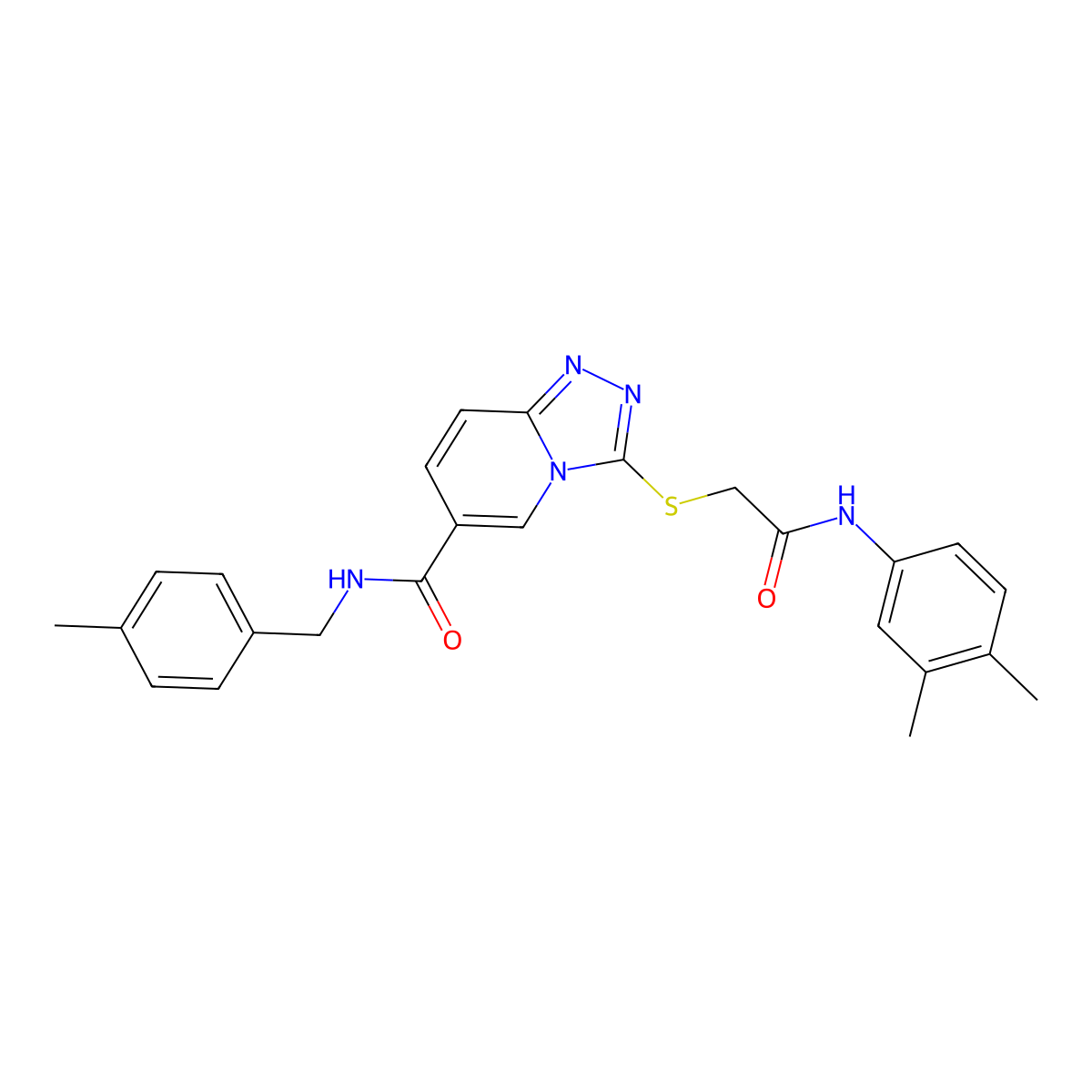 3-({[(3,4-dimethylphenyl)carbamoyl]methyl}sulfanyl)-N-[(4-methylphenyl)methyl]-[1,2,4]triazolo[4,3-a]pyridine-6-carboxamide molecular structure, CAS 1112300-54-5
