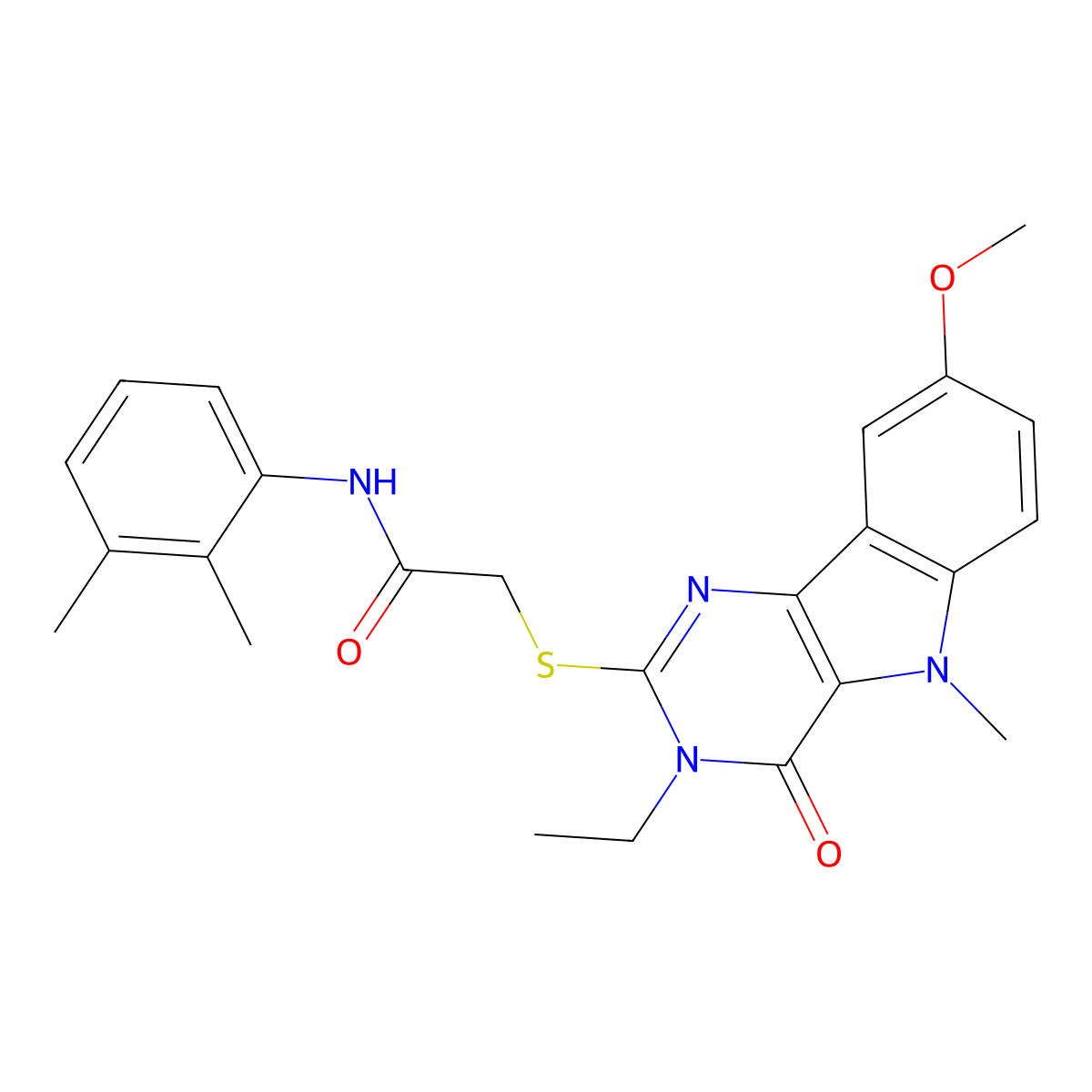 N-(2,3-dimethylphenyl)-2-({3-ethyl-8-methoxy-5-methyl-4-oxo-3H,4H,5H-pyrimido[5,4-b]indol-2-yl}sulfanyl)acetamide molecular structure, CAS 1112301-27-5