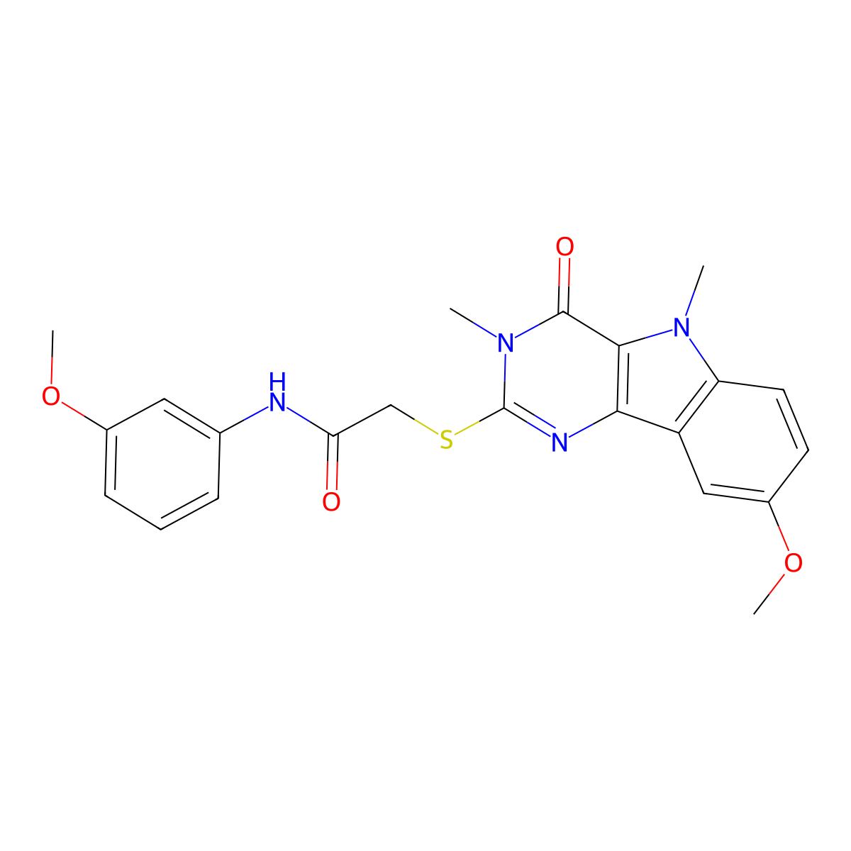 2-({8-methoxy-3,5-dimethyl-4-oxo-3H,4H,5H-pyrimido[5,4-b]indol-2-yl}sulfanyl)-N-(3-methoxyphenyl)acetamide molecular structure, CAS 1112301-46-8