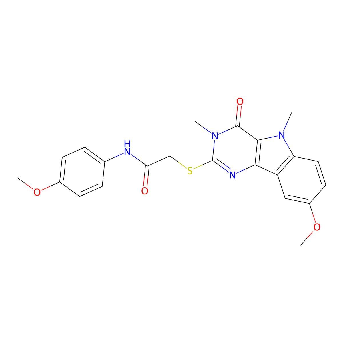 2-({8-methoxy-3,5-dimethyl-4-oxo-3H,4H,5H-pyrimido[5,4-b]indol-2-yl}sulfanyl)-N-(4-methoxyphenyl)acetamide molecular structure, CAS 1112301-51-5