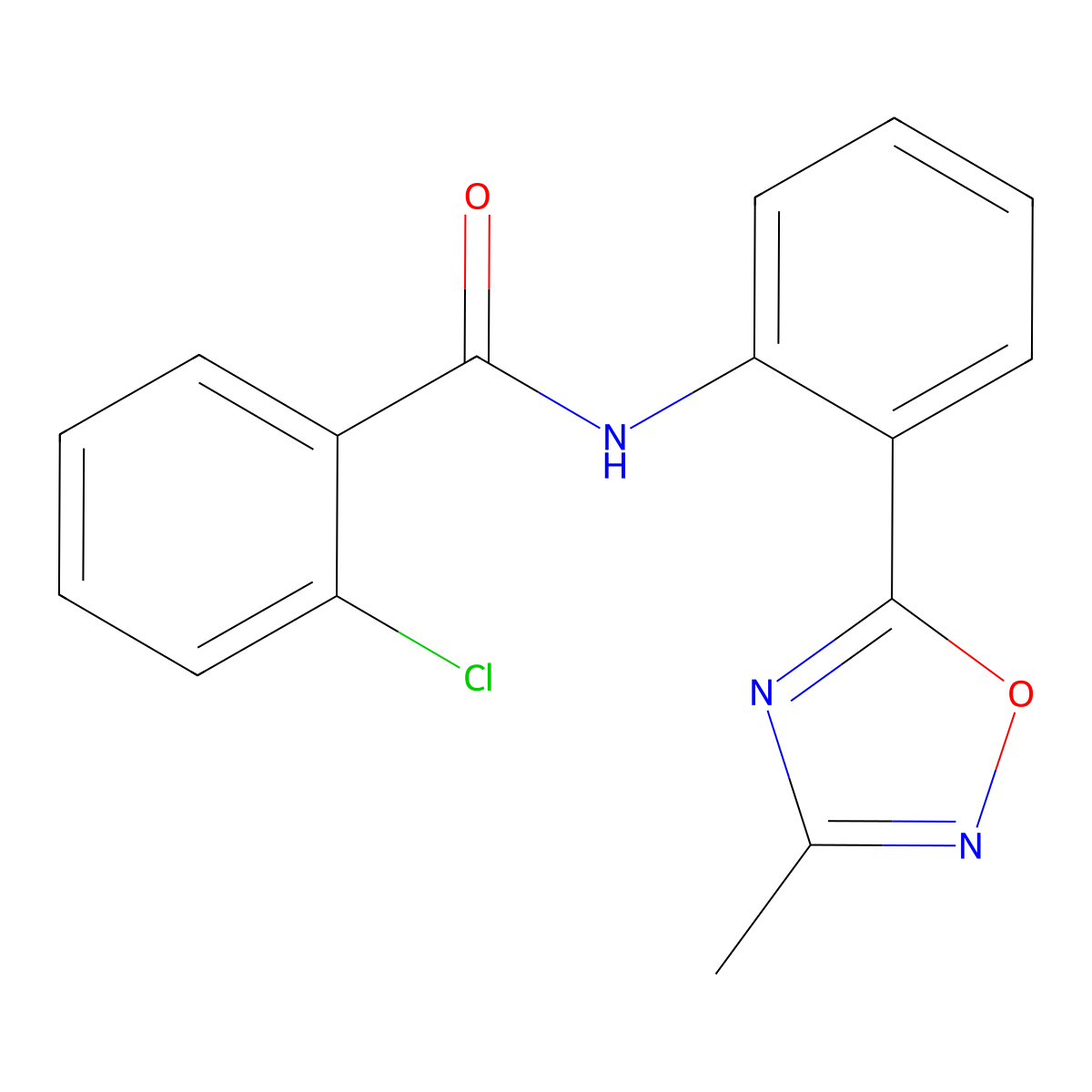 2-chloro-N-[2-(3-methyl-1,2,4-oxadiazol-5-yl)phenyl]benzamide molecular structure, CAS 1112305-17-5