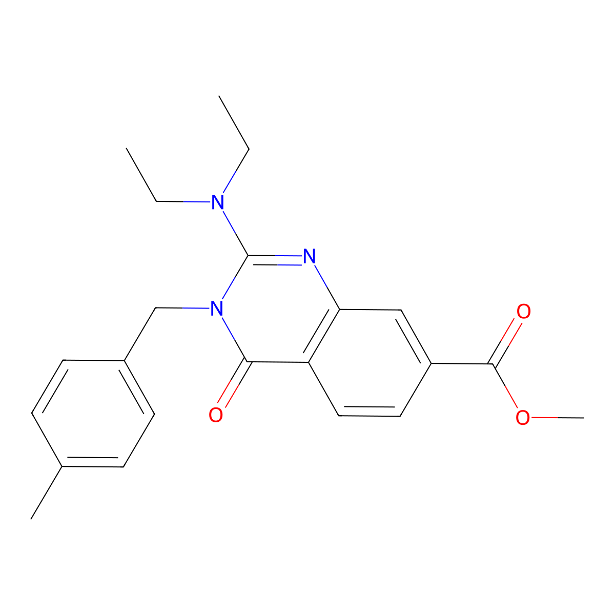 Methyl 2-(diethylamino)-3-[(4-methylphenyl)methyl]-4-oxo-3,4-dihydroquinazoline-7-carboxylate molecular structure, CAS 1112305-81-3