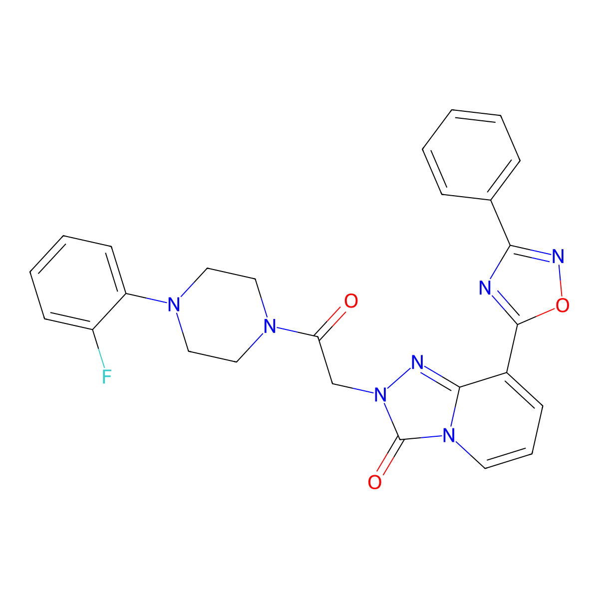 2-{2-[4-(2-fluorophenyl)piperazin-1-yl]-2-oxoethyl}-8-(3-phenyl-1,2,4-oxadiazol-5-yl)-2H,3H-[1,2,4]triazolo[4,3-a]pyridin-3-one molecular structure, CAS 1112306-32-7