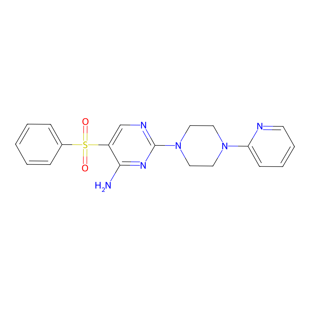 5-(Phenylsulfonyl)-2-(4-(pyridin-2-yl)piperazin-1-yl)pyrimidin-4-amine molecular structure, CAS 1112306-35-0
