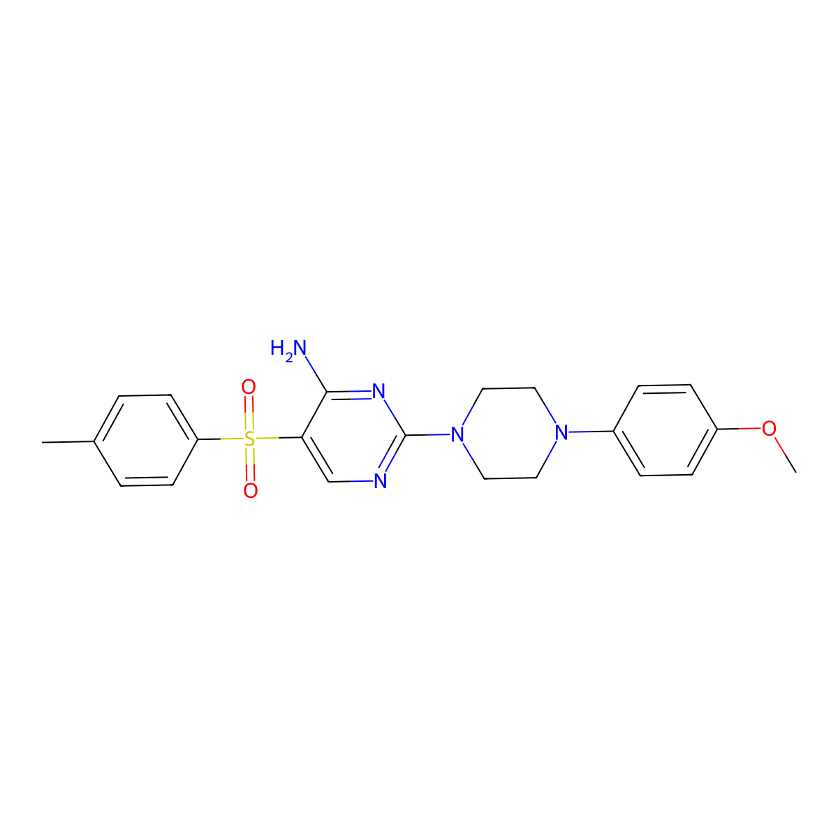 2-(4-(4-Methoxyphenyl)piperazin-1-yl)-5-tosylpyrimidin-4-amine molecular structure, CAS 1112306-37-2