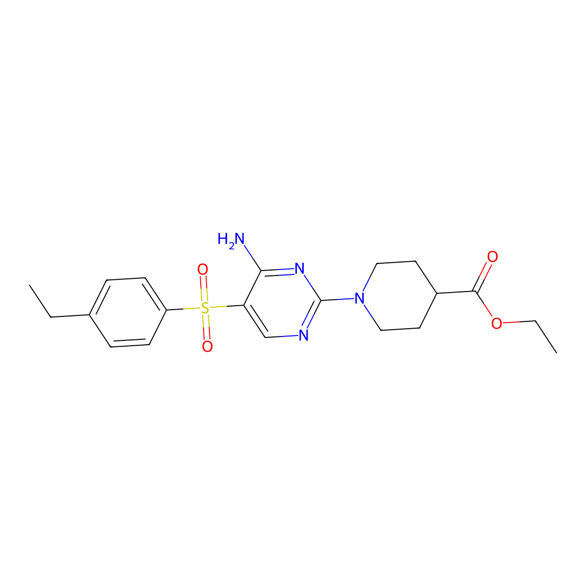 Ethyl 1-[4-amino-5-(4-ethylbenzenesulfonyl)pyrimidin-2-yl]piperidine-4-carboxylate molecular structure, CAS 1112306-44-1